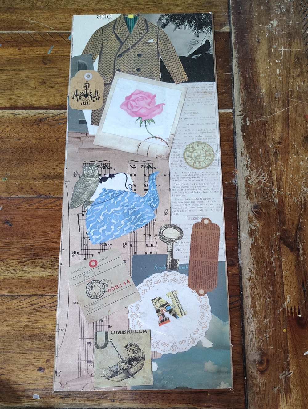 Handmade Decopauged Collage Repurposed Wall Plaque